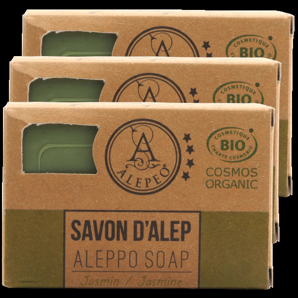 ALEPEO Aleppo Olivenölseife mit Jasminduft 100 g 3er Pack
